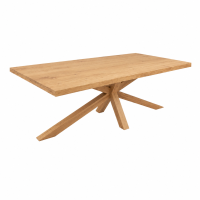 Designerski stół z litego dębu, na eleganckiej podstawie