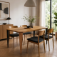 Table with Swiss edging and metal legs with wooden oak inlays Brooklyn