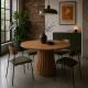A round oak table with Swiss edging on a Caprice wooden leg