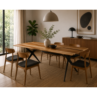 Table in walnut with metal legs (Swiss edge) Kansas