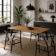 Oak table with Swiss edging and Winston metal and wood combination base legs