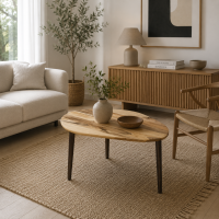 Oak coffee table with wooden legs Modern