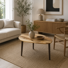 Couchtisch aus Walnussholz mit Holzbeinen Modern