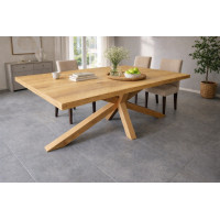 Designerski stół z litego dębu, na eleganckiej podstawie