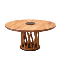 Oak round table on a wooden leg Air
