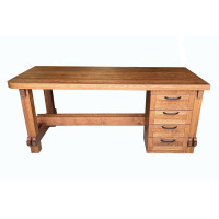 Desk with bedside table and drawers for office, business, home made of solid oak ANTIQ