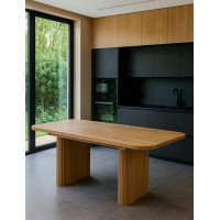Derwood solid oak extendable table: premium quality, thick tabletop, hidden mechanism, modern Scandinavian minimalist design. Perfect for the kitchen, living room or studio.