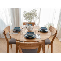 Dining table for living room or kitchen, round with Swiss edging on Monaco wooden supports
