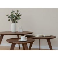Runder Couchtisch, Couchtisch aus Eichenholz mit Holzbeinen Lyuks