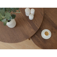 Runder Couchtisch, Couchtisch aus Eichenholz mit Holzbeinen Lyuks