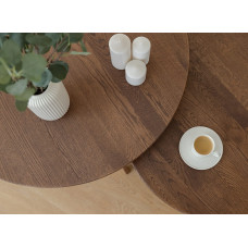 Runder Couchtisch, Couchtisch aus Eichenholz mit Holzbeinen Lyuks