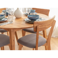 Esstisch für Wohnzimmer oder Küche, rund mit Schweizer Kante auf Monaco-Holzstützen