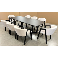 Esstisch mit Stühlen für Wohnzimmer, Küche oder Business aus massiver Eiche Style – One