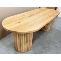 Ovaler Designertisch, für Wohnzimmer, Küche, für Unternehmen, aus massiver Venezia-Eiche