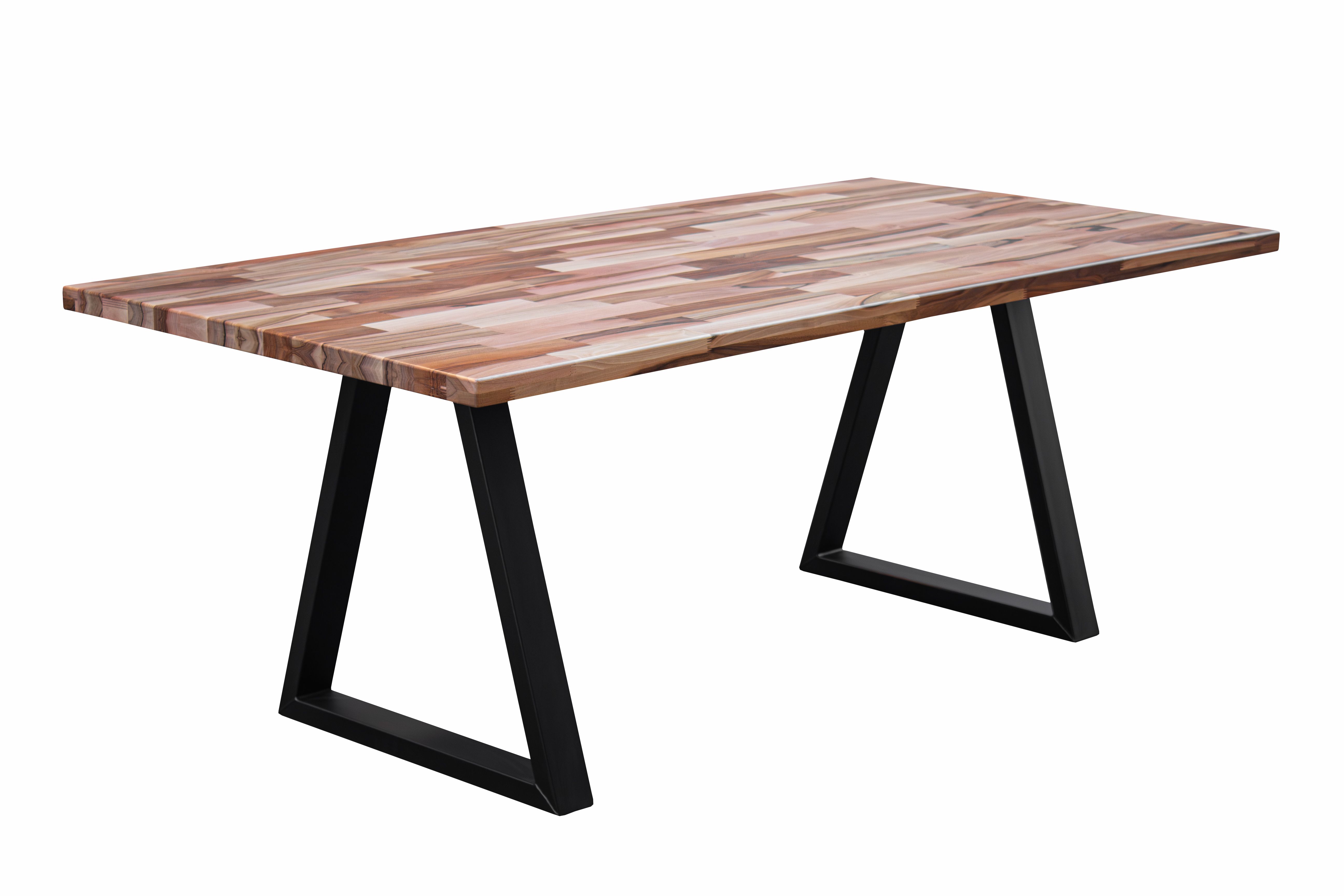 Walnut table (spliced) with straight edging on metal legs Toledo | Buy ...